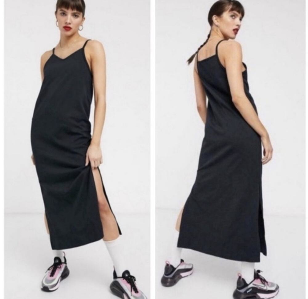 NWT Nike Dress Womens sz S Black Sportswear Jersey Dress Spaghetti Strap Maxi